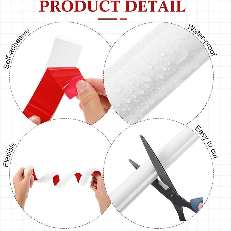 Innconee 32.8ft x 1.1 Inch Flexible Peel and Stick Molding Trim for Wall, Baseboard, Backsplash, Tile Edge, Chair Rail, Mirror-self Adhesive Trim for Bathroom Wall Door Floor Corner Window, White - Image 3